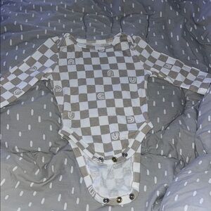 Jumping Beans Beige and White Checkered Bodysuit